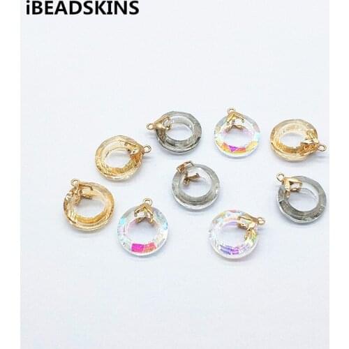 New arrival! 17x14mm 50pcs Copper/glass crystal Round charm charfor Jewelry Earrings DIY parts,Jewelry Findings & Components