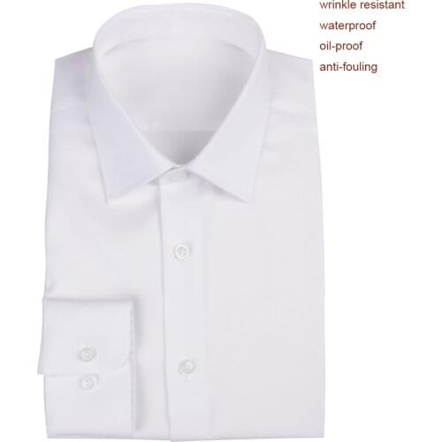 Luxury Stretch Cotton Dress Shirt Tailored Shirt White Office Custom Made Dress Shirts Waterproof, Oil-proof, Anti-fouling
