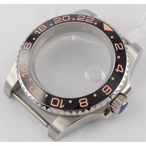 40mm Accessories Parts Sapphire Glass Ceramic Bezel Watch Case Fit NH35A NH36A ETA 2836 Miyota 8215 MOVEMENT