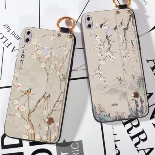 Silicone Wristband Case For Asus Zenfone Max Pro M2 ZB631KL ZB633KL ZB602KL 5Z ZS620KL ZE620KL Flower Pattern Phone Holder Cover