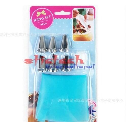 By dhl 100set Silicone Piping Cream Pastry Bag with 6pcs Stainless Steel Nozzle Sets Cake DIY Decorating Baking Tool Bakeware