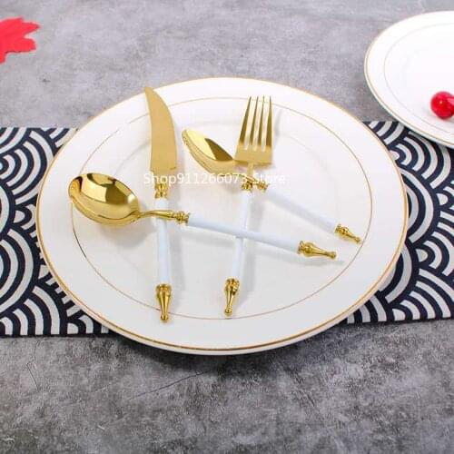 Nordic high-end legendary color seduct 304 stainless steel Western tableware tableware table fork knife teaspoon teaspoon fork