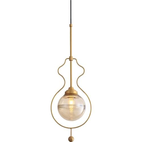 Modern Copper Glass Gourd Pendant Lights Luxury Bedroom Bedside Lamp Dining Room Living Room Corridor Villa Hotel Pendant Lamps