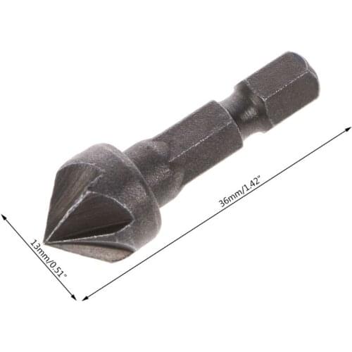 6 Flute Countersink Drill Bit 90 Degree Point Angle Chamfer Cutting Woodworking Tool