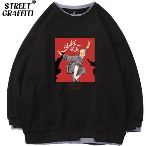 Mens Casual Sweatshirts Vintage Chinese Kongfu Style Hip Hop Creativity Streetwear Male 2021 Fashion Quality Cotton Men Hoodie