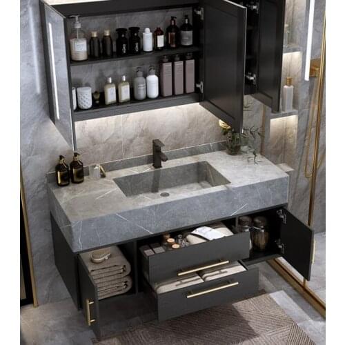 Smart rock board bathroom cabinet mirror cabinet bathroom washbasin wash basin combination set