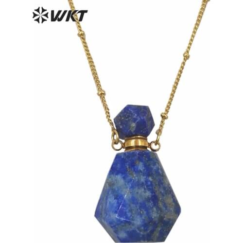 WT-N1162 WKT!!! yellow citrines smokey amethysta rose crystal Necklace perfume bottle shape Pendant with gold chain Necklace