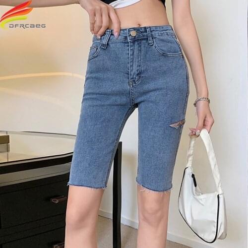 Jeans Short Pants Slim Denim Elastic Skinny Jean Shorts For Women Summer 2021 New Blue Black High Waist Korean Streetwear Shorts