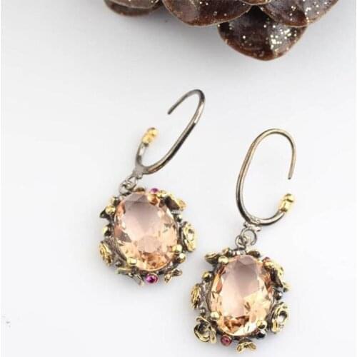 Women Flower Zircon Earring, Handmade 925 Silver Woman Zircon Earring,Handmade Zircon Women Earring, Flower Design Woman Silver