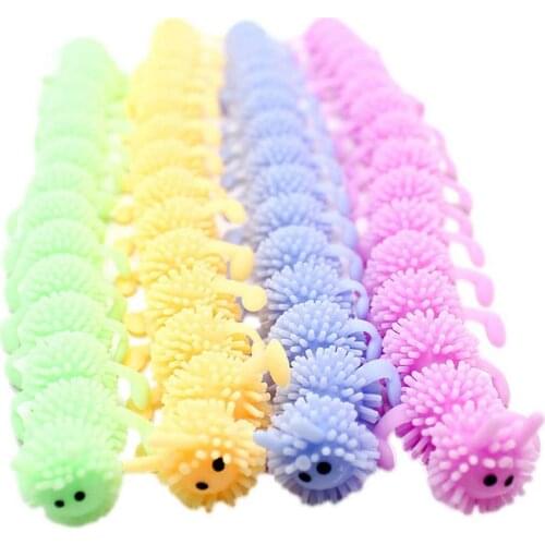 1PC Pinch Toy TPR 16-Segment Reptile Caterpillar Shape Durable Squeeze Toy Squishy Durable Fidget Toys Decompression Toy Gift