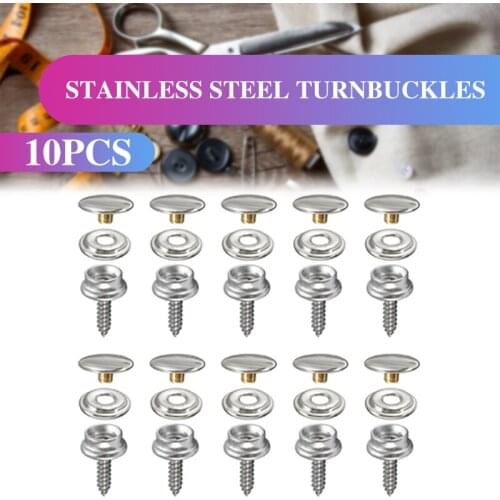 10Set 3/8" 15mm Snap Fastener Screw Buttons Copper And Screw Studs And Stainless Steel Material Consists Of Buttons Sockets