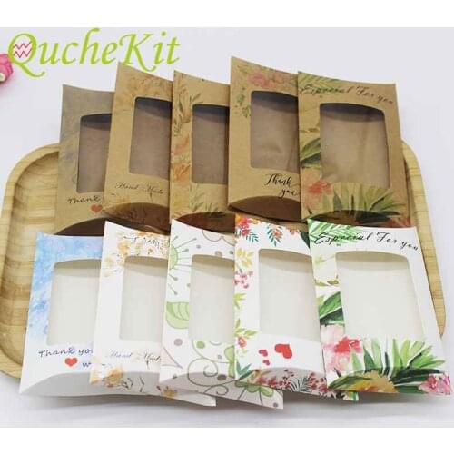 10pc Flower Pattern Pillow Gift Packaging Boxes with Window DIY Jewelry&Necklace&Earring DIsplay Box Christmas Wedding Candy Box