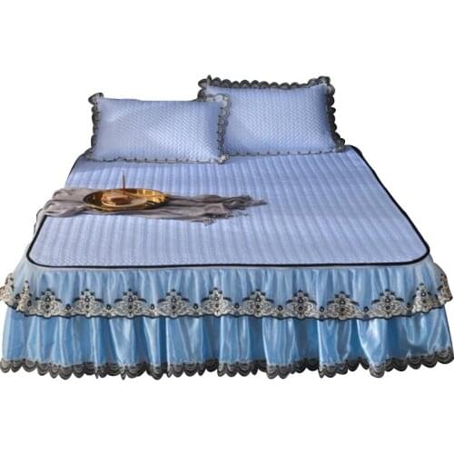 3PC Luxury Quality Bed Skirt Sheet Bedding Bedspread Comfortable Cool Feel Summer Mat Pad Home Supplies Textile Decoration