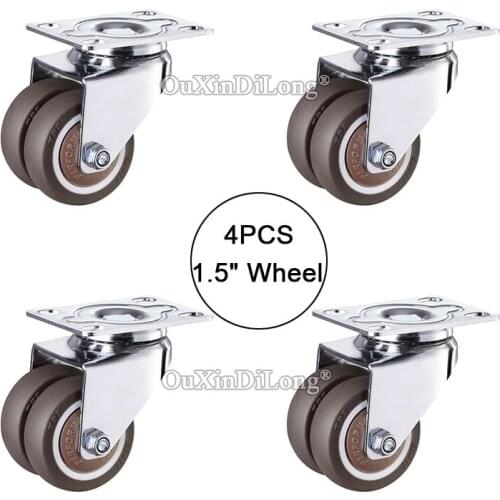 4PCS Double wheels casters,size 1.5inch/38mm super mute universal wheels,bear 45kg/pcs,For bookcase drawer flower racks JF1671