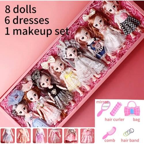 6pcs/8pcs Set BJD 16cm 13 Ball Joints Dolls with Clothes Dress Up BJD Doll Girl Toy Birthday Gift