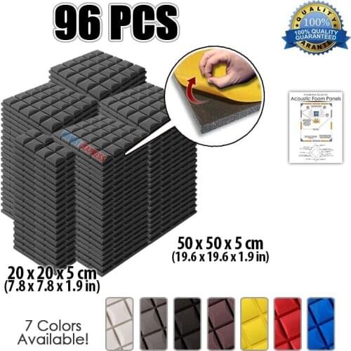 Arrowzoom 19.6*19.6*1.9" / 7.8*7.8*1.9" 96 pcs Hemisphere Grid Adhesive Acoustic Tile Panel Studio Soundproof Foam KK1056