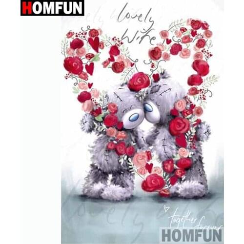 HOMFUN Full Square/Round Drill 5D DIY Diamond Painting "Cartoon bear" Embroidery Cross Stitch 3D Home Decor Gift A13092