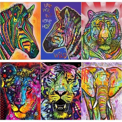 New 5D DIY Diamond Painting Animal Cross Stitch Lion Tiger Diamond Embroidery Full Square Round Drill Home Decor Manual Art Gift