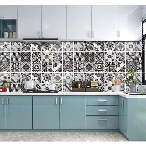 Arabic Retro Tile Stickers For Kitchen Bathroom PVC Self Adhesive Wall Stickers Living Room DIY Decor Wallpaper Waterproof Decal
