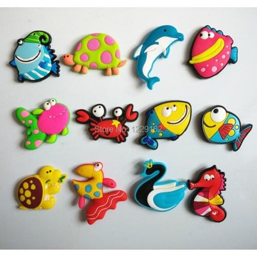 Free shipping (8pcs/lot) Cute Cartoon Sea Animal fridge magnets Soft Silicon Gel Refrigerator Magnets Decoration/Kids gift
