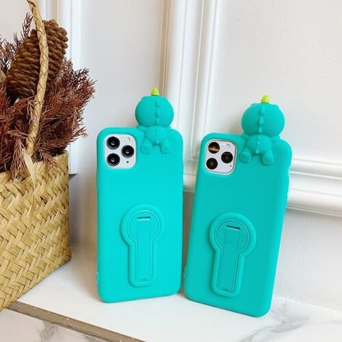 Holder Mobile Phone Case For IPhone 11 12 Mini Pro XS Max 8 7 6 Plus XR X Cartoon Silicone Protection Cover 360 Rotating Bracket