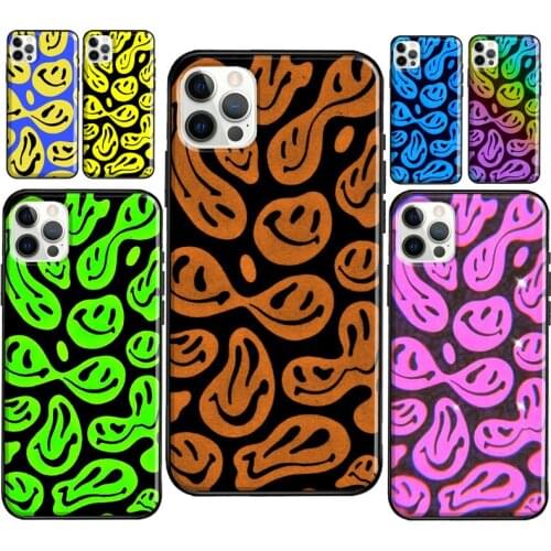 Trippy Smiley Face Pattern Aesthetic Phone Case For iPhone 12 Pro Max 12 Mini SE 2020 8 7 Plus 11 Pro Max X XS Max XR Cover