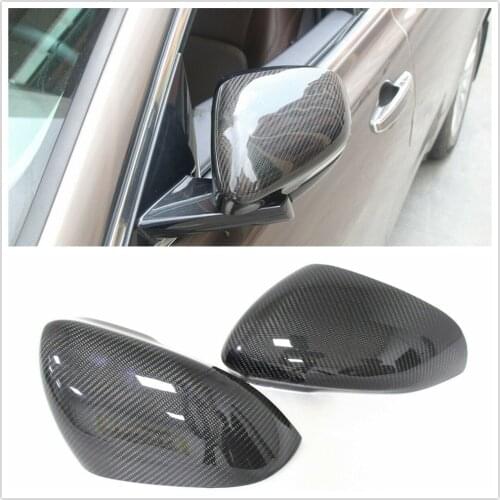 Rearview Replacement Carbon Fiber Mirror Cover For Jaguar XK XF XJ XKR XE 2009-2015 Exterior Car Vision Glass Case Rear View Cap