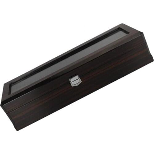 Wooden Watch Cushion Case Glass Top 6 Slot Jewelry Display Storage Tray