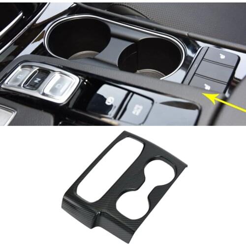 For Hyundai Santa Fe 2019 2020 Carbon Fiber Trim Cup Holder Decorative Frame Decal Cover Sticker Cover Car Styling Accessories