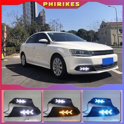 1 Set DRL Daytime Running Lights Daylight ABS Fog Lamp Cover 12v LED For Volkswagen VW Jetta Sagitar 2012 2013 2014