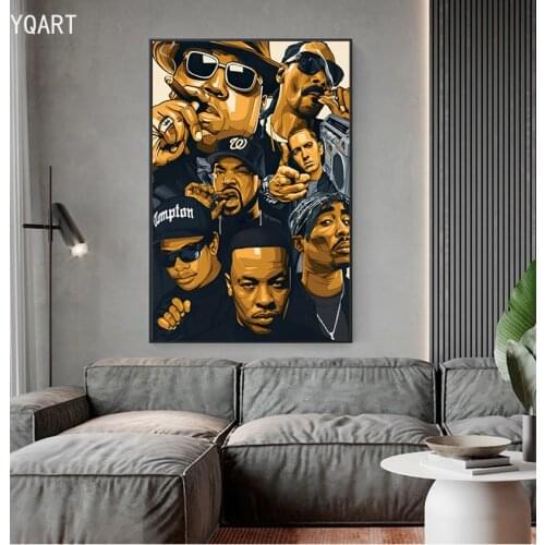 Hip Hop Legend Old School 2PAC Biggie Smalls Wu-Tang NWA Rap Star Wall Art Canvas Painting Posters For Home Bar Wall Decor