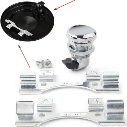 Chrome Metal Motorcycle Fuel Door Push Button Gas Oil Cap Tank For Harley Davidson Touring Road Glide 1992-2016