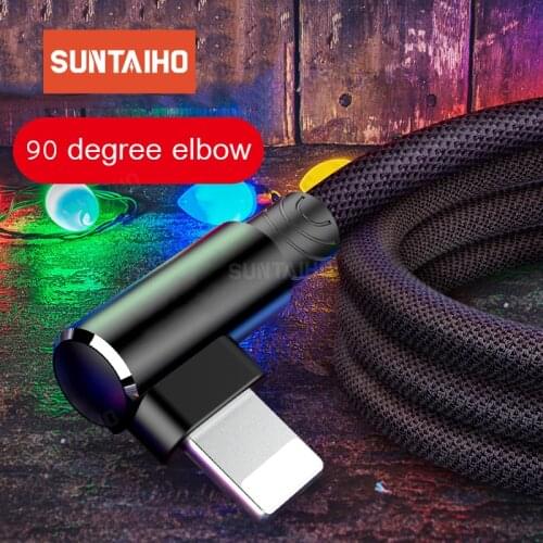 Suntaiho 90 Degree USB Cable for iPhone XS Max XR X 6s 7 8 plus 2A Fast Charging Cable for Lighting iPad USB Charger Data Cable