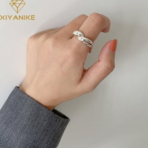 XIYANIKE 925 Sterling Silver Twist Weaving Opening Ring For Women Retro Trendy Jewelry Adjustable Classic Wholesale Dropshipping