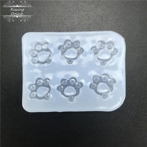 Cat and dogs paw print mirror crystal drop glue pendant making tool silica gel mold cake decoration tool resin clay mold