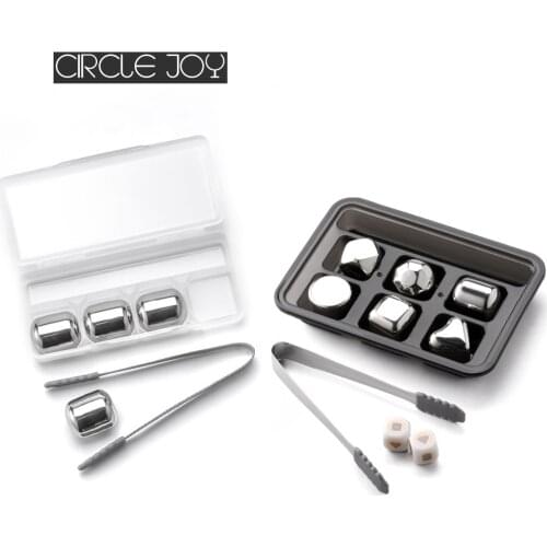 Circle Joy Ice Cube Stainless Steel Cooler Stone Washable Long-term Use Ice Maker for Whiskey Wine Corks Fuit Juice