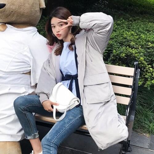 Real Time 2019 Cotton Polyester Long No Zipper Winter Clothes New Korean Loose Coat Cotton-padded Jacket Bread Take The Tide