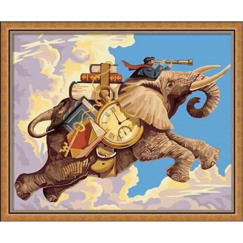 MaHuaf-X209 diy painting by numbers Ride elephant to travel Modern canvas art paint by number wall decorative pictures