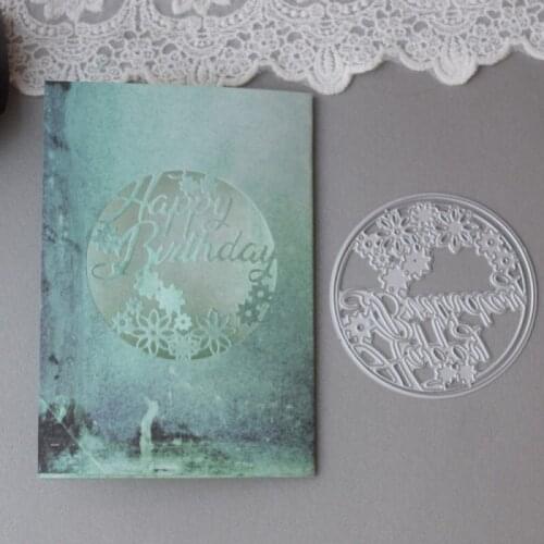 Metal Cutting Dies Cut Die Mold Happy Birthday Flower Background Circle Scrapbook Paper Craft Knife Mould Blade Punch Stencils
