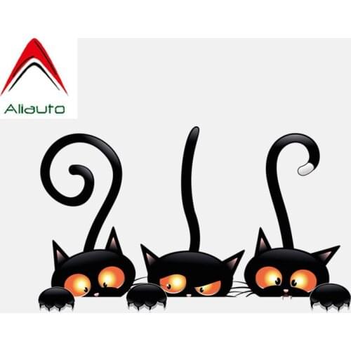 Aliauto Lovely Car Sticker Cat Licking At The Window Cat PVC Decal for Mercedes Honda Toyota Volkswagen Renault Opel Vw,15cm*9cm