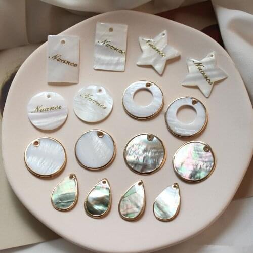 Min order 12pcs/lot cartoon star/round/star/square/water drop shape shell charms diy jewelry earring/bracelet pendant accessory