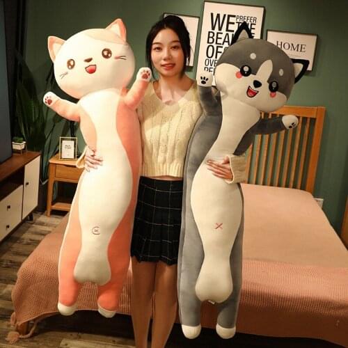 Soft/Cute /Plush /Long Cat/Husky/Pillow/Cotton Doll Toy Office Lunch Sleeping Pillow Christmas Gifts Birthday Gifts Girls Gifts