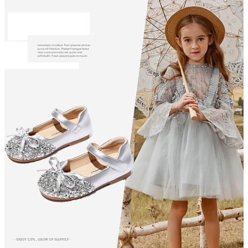 Dolakids New Fashion Princess Shoes Girl Leather Shoes Children Soft Sole Single Shoes Little Girl Shoes with Drills