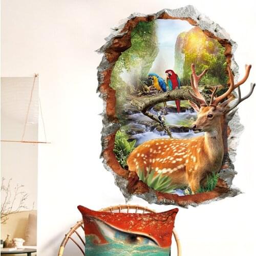 New deer wall sticker self adhesive wallpaper bedroom living room sofa background wall decoration painting