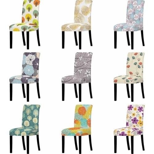Flower Plant Chair Cover Elastic Seat Chair Covers Removable And Washable Stretch Slipcovers Banquet Hotel Dining Room Cover