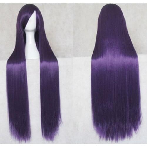 39‘’ 100cm Dark Purple Long Yuri Wig Game Anime DDLC Doki Doki Literature Club Heat Resistant Hair Cosplay Wigs + Wig Cap