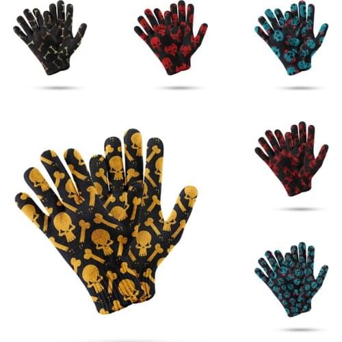 Fashion Personalized Skull Knitted Glove Women Winter Warm 3d Print Touch Screen Gloves Mens Sports Non-Slip Ski Mitten
