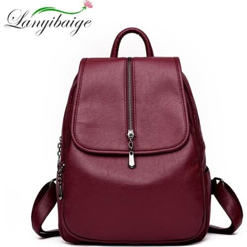 Hot Leather Backpacks Women Vintage Backpack School Bags for Teenage Girls Sac A Dos High capacity Lady Travel Backpack mochila