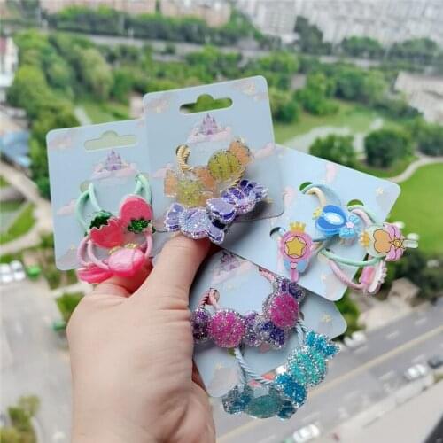 10set/Lot=40pcs Korean Ornaments Candy Shape Rubber Band Children Hair Ornaments Fruit Peach Hair Rings Kids Hair Rope