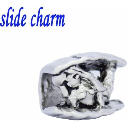 Slide charm Free shipping New popular jewelry shells in the sleeping mermaid beads fit Pandora bracelet